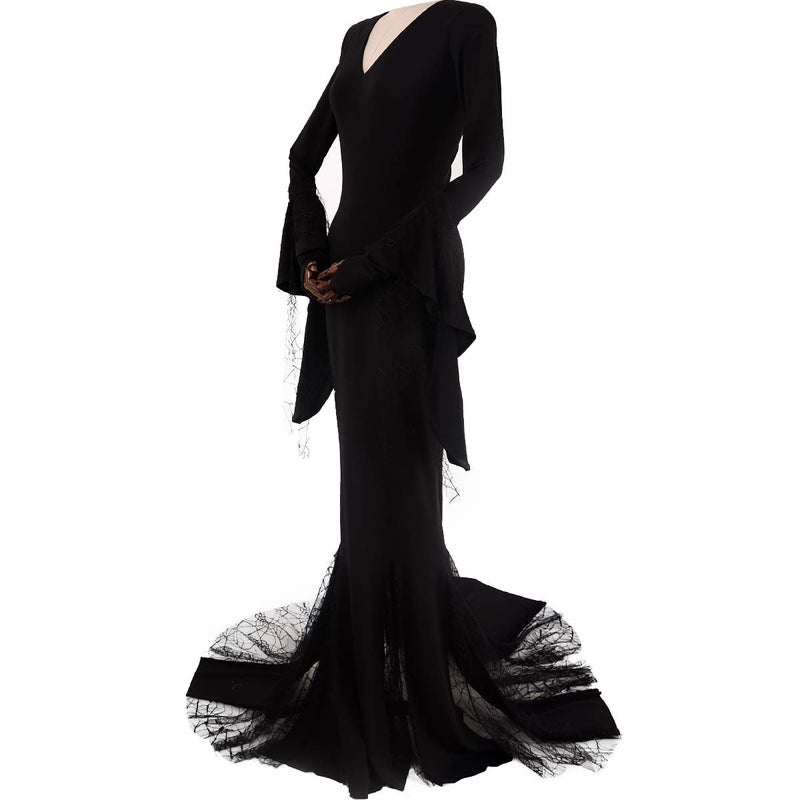 Cosplay.fm Women's Vintage Gothic Long Dress Witch Style Black Dress Halloween Cosplay Costume Dress (S, Black) - Image 3